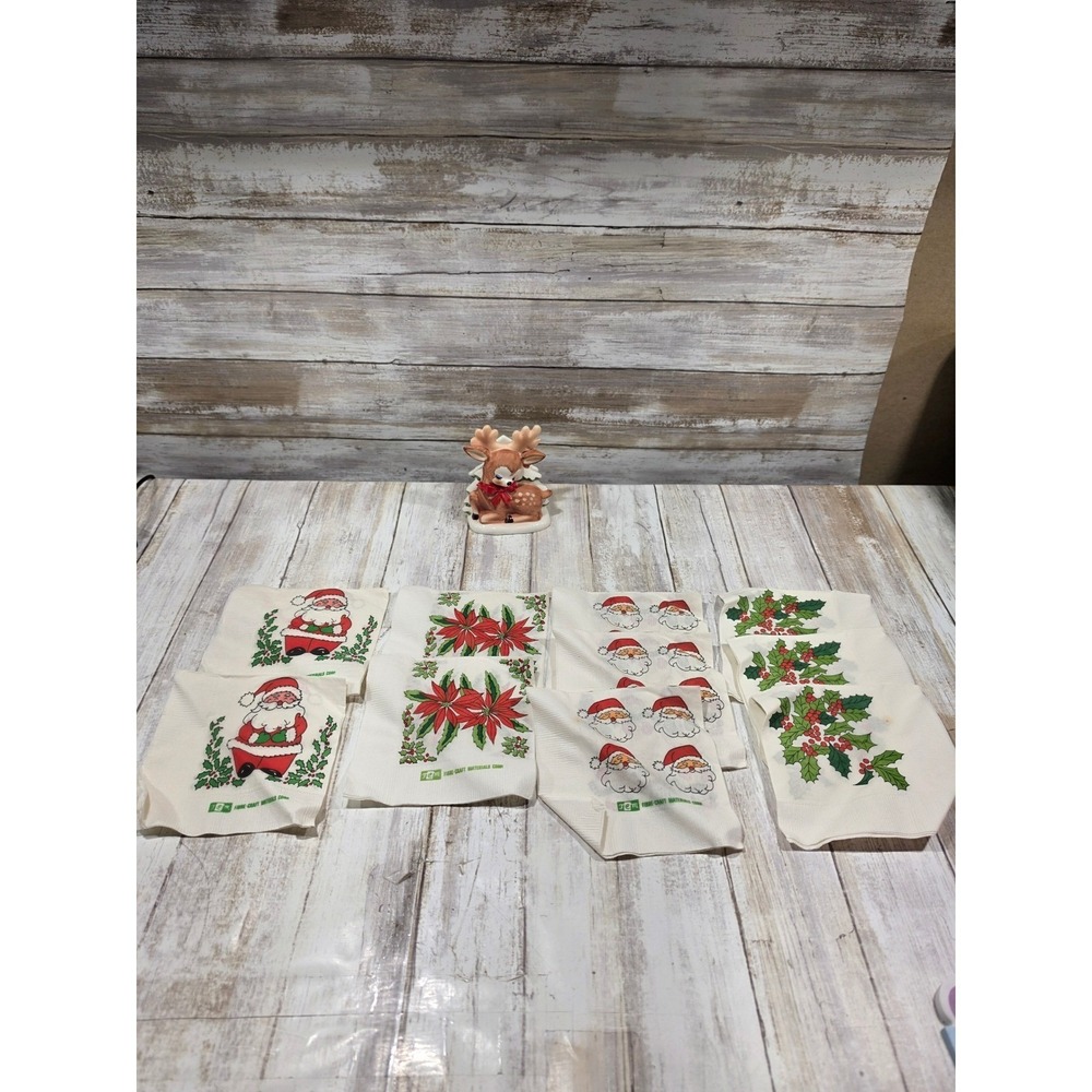 Vintage‎ Lefton Reindeer Napkin Holder 6111 Ceramic Christmas Deer with Napkins